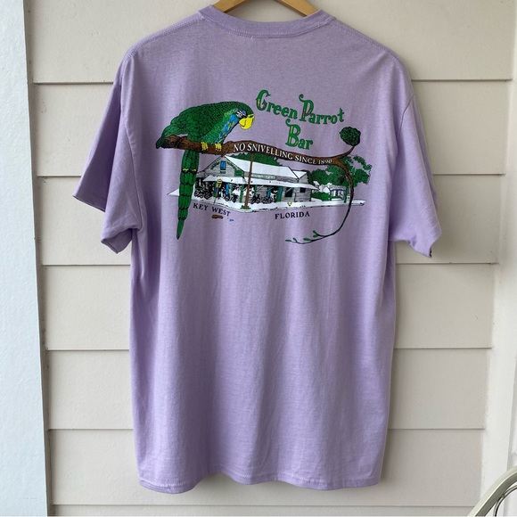 GILDAN • The Green Parrot Bar, Key West FL Purple Crew neck T-shirt size large - Picture 7 of 14